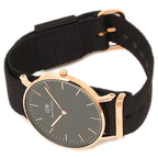 Daniel Wellington Cornwall 36mm Black Dial Black Nato Strap Gold Watch - DW00100150