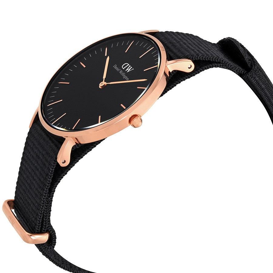 Daniel Wellington Cornwall 36mm Black Dial Black Nato Strap Gold Watch - DW00100150 Secundaire afbeelding