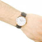 Daniel Wellington Dapper Reading 38mm White Dial Black Genuine Leather Gold Date Watch - DW00100107