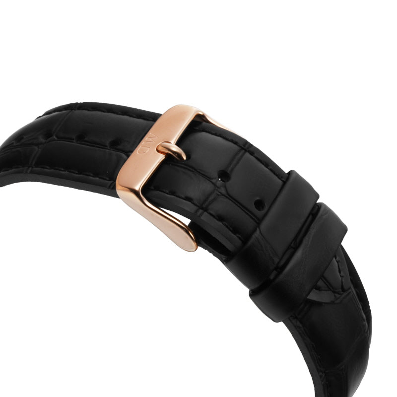 Daniel Wellington Dapper Reading 38mm White Dial Black Genuine Leather Gold Date Watch - DW00100107 Secondary image