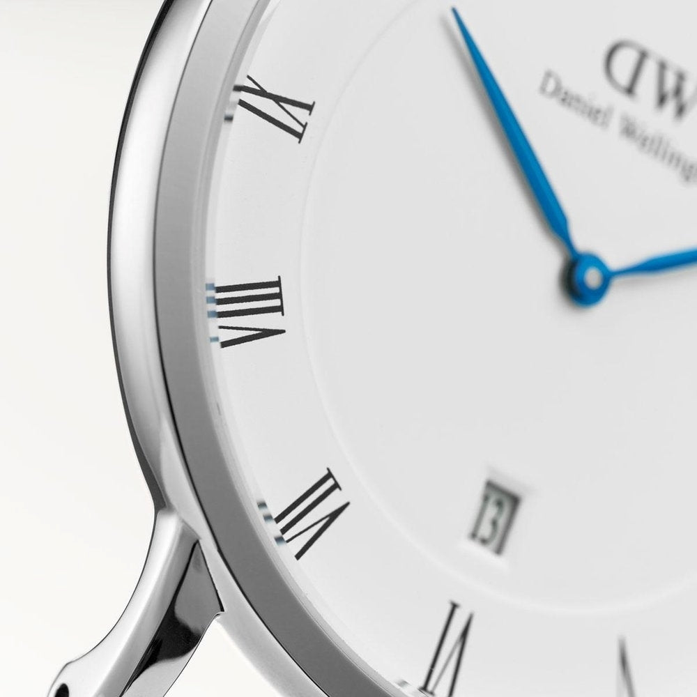 Daniel Wellington Dapper Reading 38mm White Dial Black Genuine Leather Silver Date Watch - DW00100108 Secondary image