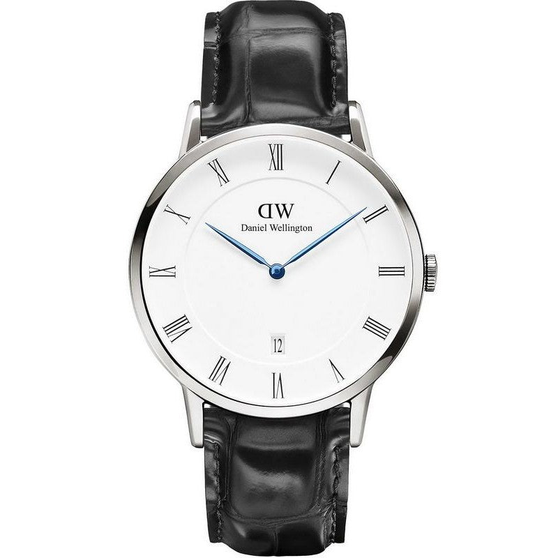 Daniel Wellington Dapper Reading 38mm White Dial Black Genuine Leather Silver Date Watch - DW00100108 Main image