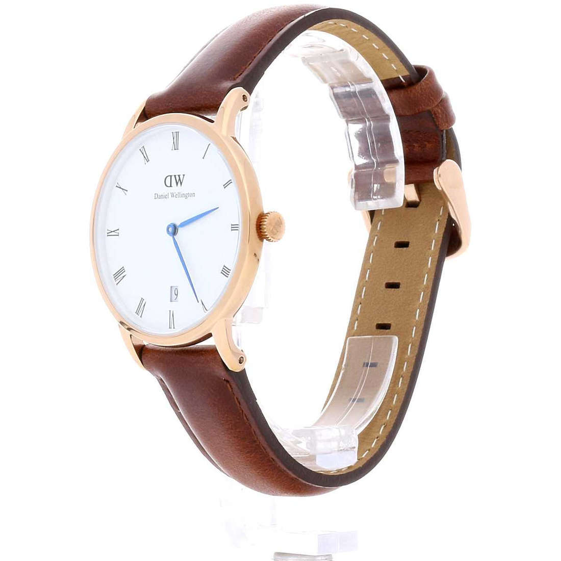 Daniel Wellington Dapper St Mawes 38mm White Dial Brown Genuine Leather Gold Date Watch - DW00100091 Secondary image