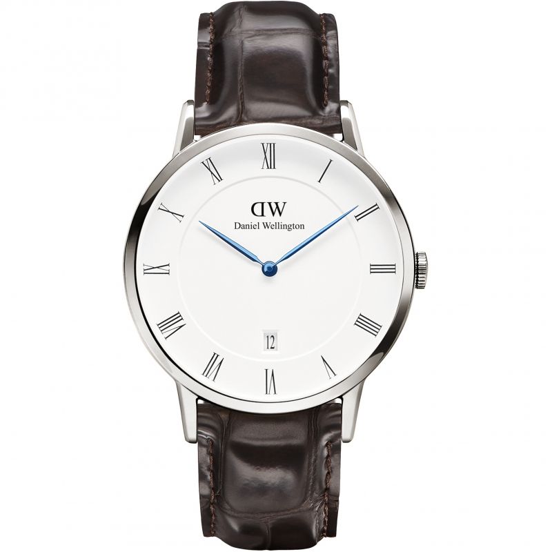 Daniel Wellington Dapper York 38mm White Dial Black Genuine Leather Silver Date Watch - DW00100089 Main image