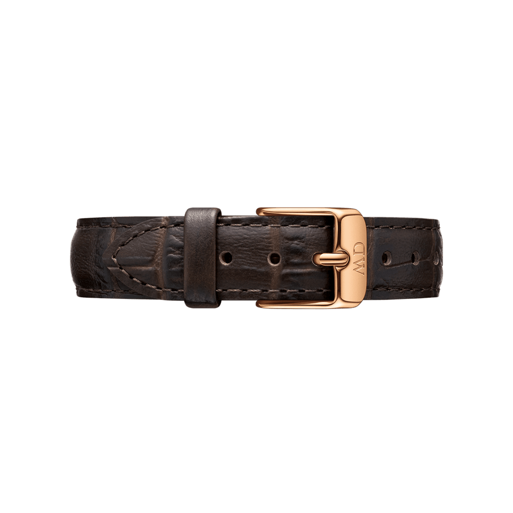 Daniel Wellington Petite York 32mm White Dial Dark Brown Genuine Leather Gold Watch - DW00100232