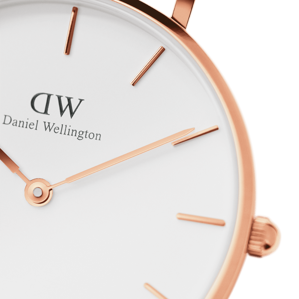 Daniel Wellington Petite York 32mm White Dial Dark Brown Genuine Leather Gold Watch - DW00100232