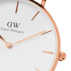 Daniel Wellington Petite York 32mm White Dial Dark Brown Genuine Leather Gold Watch - DW00100232