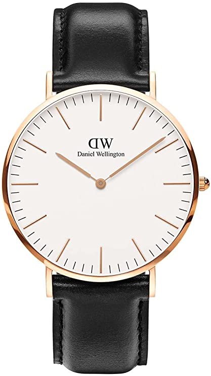 Daniel Wellington Reading 36mm White Dial Black Genuine Leather Gold Watch - DW00100041 Hoofdafbeelding