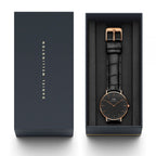 Daniel Wellington Reading 36mm Black Dial Genuine Leather Gold Watch - DW00100141