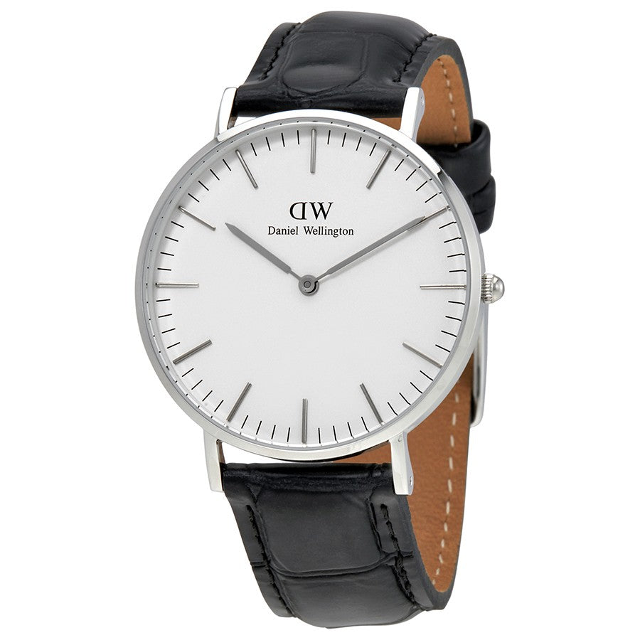 Daniel Wellington Reading 36mm White Dial Black Genuine Leather Silver Watch - DW00100058 Hoofdafbeelding