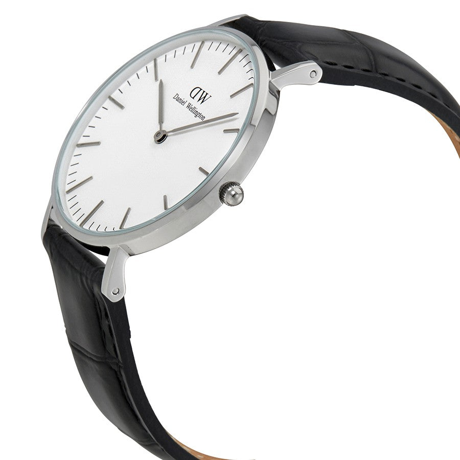Daniel Wellington Reading 36mm White Dial Black Genuine Leather Silver Watch - DW00100058 Secundaire afbeelding
