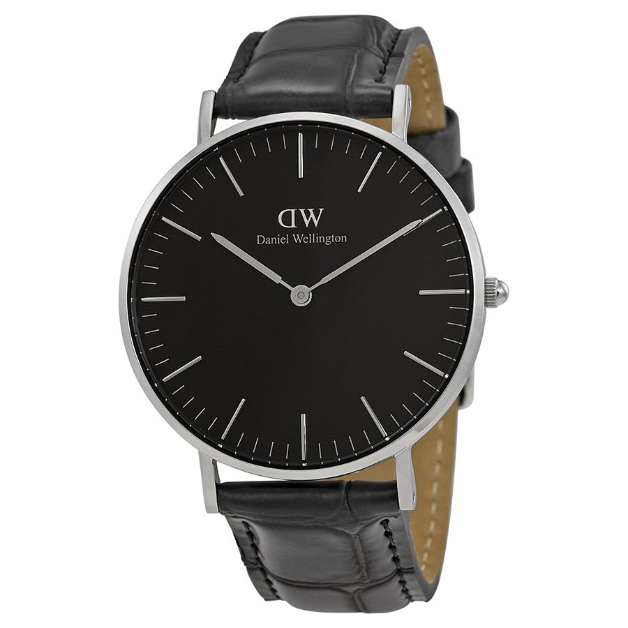 Daniel Wellington Reading 36mm Black Dial Black Genuine Leather Silver Watch - DW00100147 Secundaire afbeelding