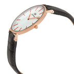 Daniel Wellington Reading 40mm White Dial Black Genuine Leather Gold Watch - DW00100014