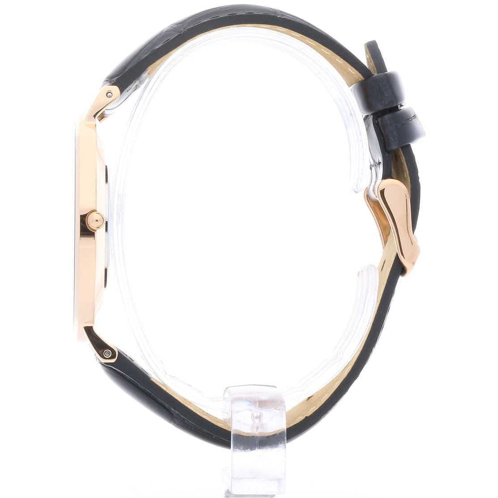 Daniel Wellington Reading 40mm Black Dial Genuine Leather Men's Gold Watch - DW00100129