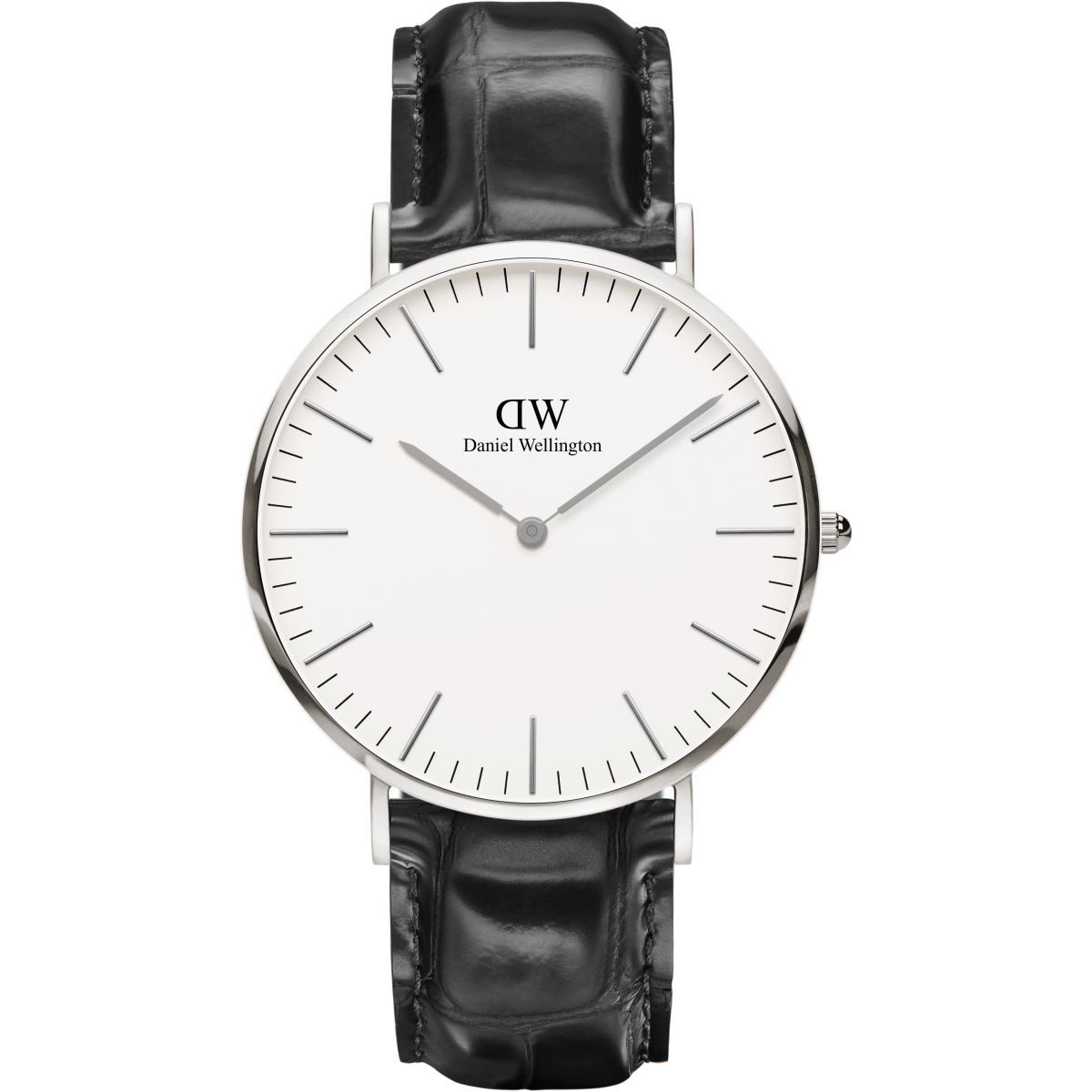 Daniel Wellington Reading 40mm White Dial Black Genuine Leather Men's Watch - DW00100028 Hoofdafbeelding