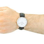 Daniel Wellington Reading 40mm White Dial Black Genuine Leather Men's Watch - DW00100028