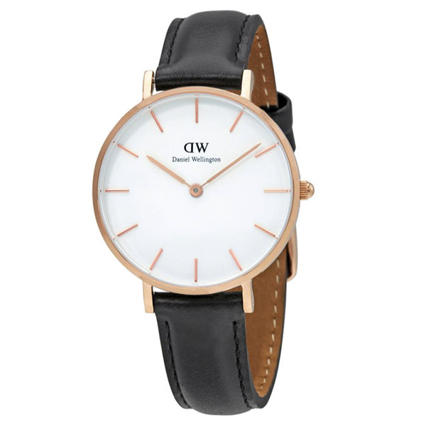 Daniel Wellington Sheffield 32mm White Dial Black Genuine Leather Women's Gold Watch - DW00100174 Hoofdafbeelding