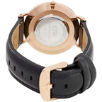 Daniel Wellington Sheffield 36mm White Dial Black Genuine Leather Gold Watch - DW00100036
