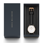 Daniel Wellington Sheffield 36mm White Dial Black Genuine Leather Gold Watch - DW00100036