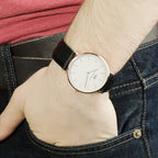 Daniel Wellington Sheffield 40mm White Dial Black Genuine Leather Men's Gold Watch - DW00100007