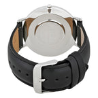 Daniel Wellington Sheffield 40mm White Dial Black Genuine Leather Men's Silver Watch - DW00100020