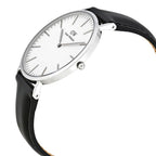 Daniel Wellington Sheffield 40mm White Dial Black Genuine Leather Men's Silver Watch - DW00100020