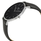 Daniel Wellington Sheffield 40mm Black Dial Genuine Leather Men's Silver Watch - DW00100133