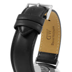 Daniel Wellington Sheffield 40mm Black Dial Genuine Leather Men's Silver Watch - DW00100133