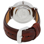Daniel Wellington St Mawes 36mm White Dial Brown Genuine Leather Silver Watch - DW00100052