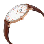 Daniel Wellington St Mawes 40mm White Dial Brown Genuine Leather Men's Gold Watch - DW00100006