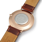 Daniel Wellington St Mawes 40mm Black Dial Brown Genuine Leather Men's Gold Watch - DW00100124