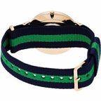 Daniel Wellington Warwick 40mm White Dial Blue & Green Nato Strap Men's Gold Watch - DW00100005