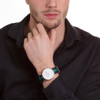 Daniel Wellington Warwick 40mm White Dial Blue & Green Nato Strap Men's Gold Watch - DW00100005