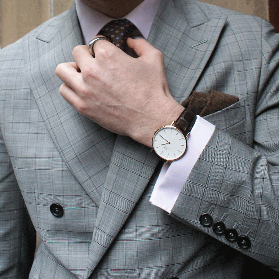 Daniel Wellington York 40mm White Dial Dark Brown Genuine Leather Gold Men's Watch - DW00100011 Hoofdafbeelding