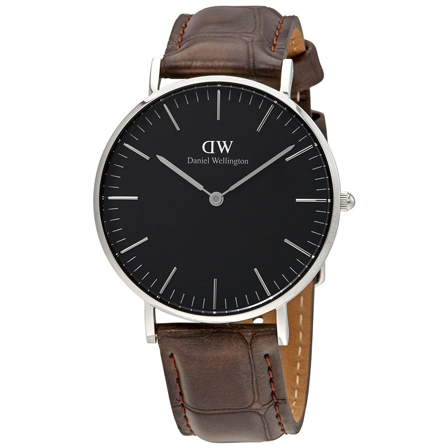 Daniel Wellington York 36mm Black Dial Genuine Leather Silver Watch - DW00100146 Secundaire afbeelding