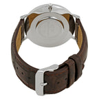 Daniel Wellington York 40mm White Dial Dark Brown Genuine Leather Men's Silver Watch - DW00100025