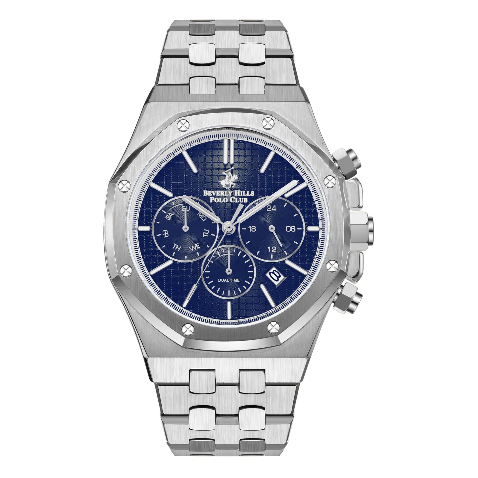 Beverly Hills Polo Club Dual Time Multifunction Blue Dial Silver Watch BP3051X.391 Main image