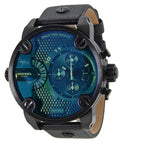 Diesel Big Daddy Chronograph Iridescent Dial Black Leather Men's Watch DZ7257
