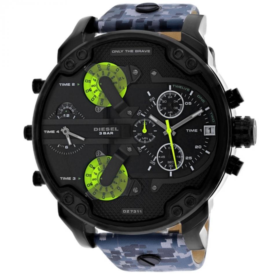 Diesel Big Daddy Camoflauge Genuine Leather GMT Men's Watch DZ7311 Main image