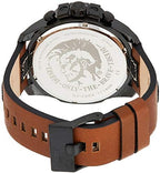Diesel Mega Chief Chronograph Iridescent Red Dial Brown Leather Watch DZ4305