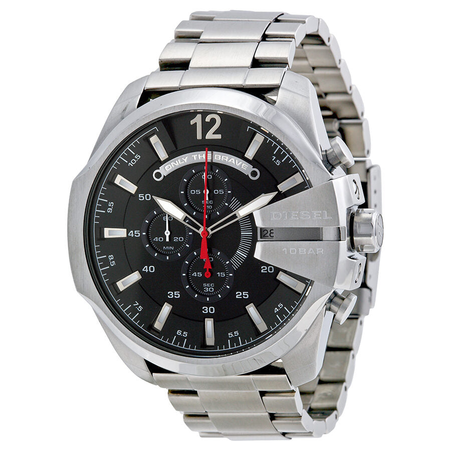 Diesel Mega Chief Chronograph Black Dial Men's Silver Watch DZ4308 Main image