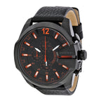 Diesel Mega Chief Chronograph Black RED Dial Leather Men's Watch DZ4291