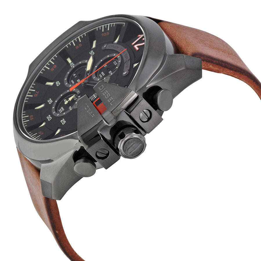 Diesel Mega Chief Black Dial Brown Leather Men's Quartz Watch DZ4343 Secondary image