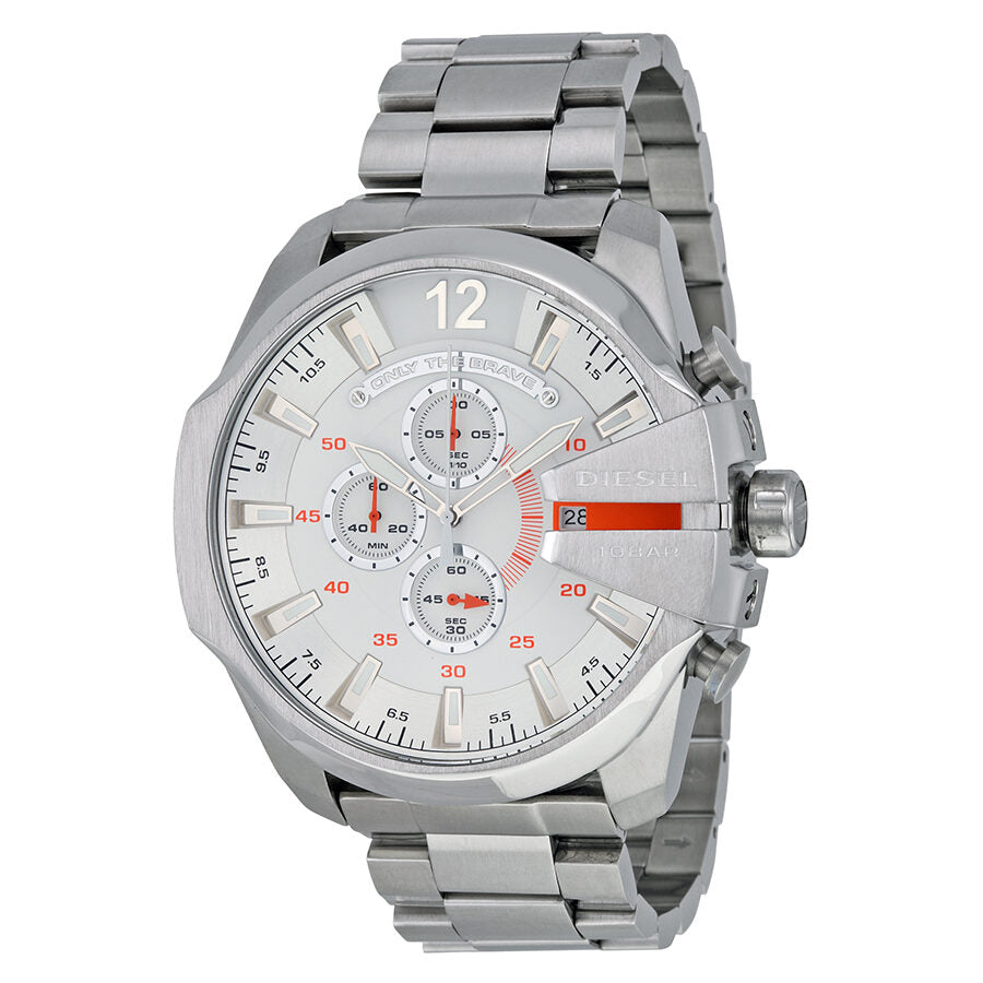 Diesel Mega Chief Chronograph White Dial Men's Silver Watch DZ4328 Main image