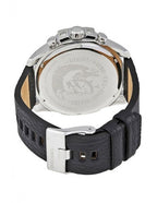 Diesel Mega Chief Blue Dial Black Leather Chronograph Watch DZ4423
