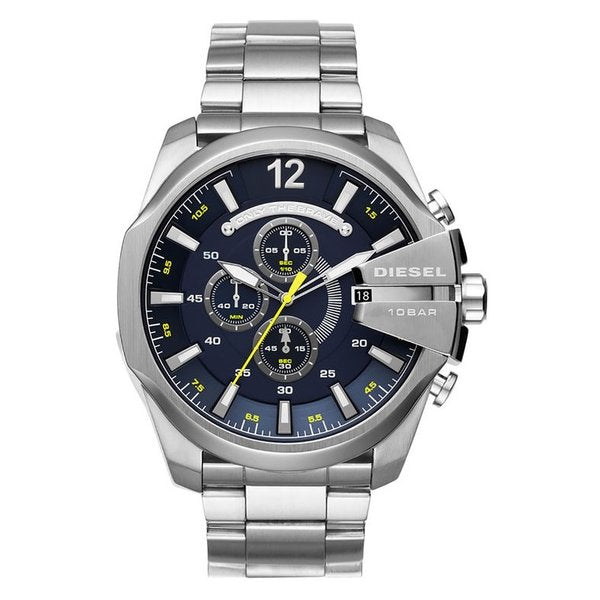 Diesel Mega Chief Blue Dial Men's Silver Watch DZ4465