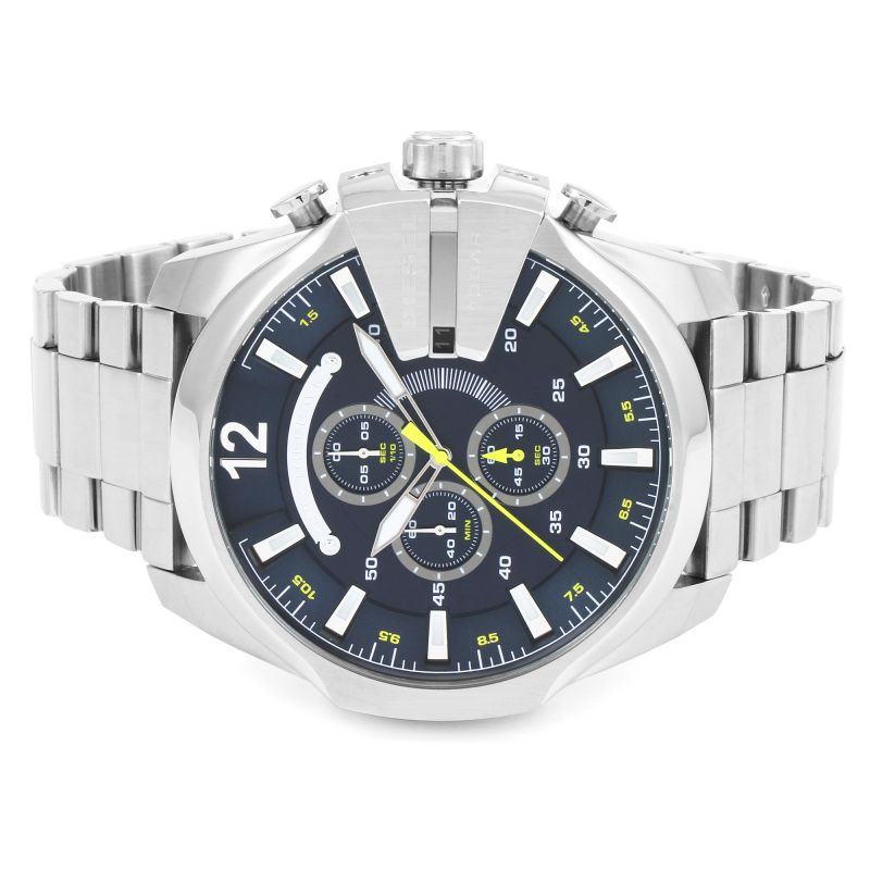 Diesel Mega Chief Blue Dial Men's Silver Watch DZ4465