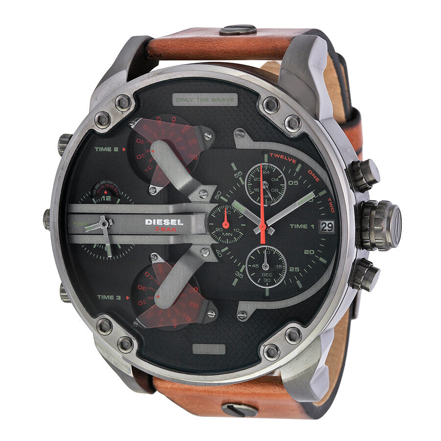 Diesel Mr. Daddy 2.0 Black Dial Brown Strap Men's Chrono Watch DZ7332 Main image