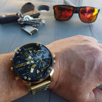 Diesel Mr. Daddy 2.0 Black Dial Gold Chronograph Men's Watch DZ7333
