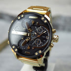 Diesel Mr. Daddy 2.0 Black Dial Gold Chronograph Men's Watch DZ7333
